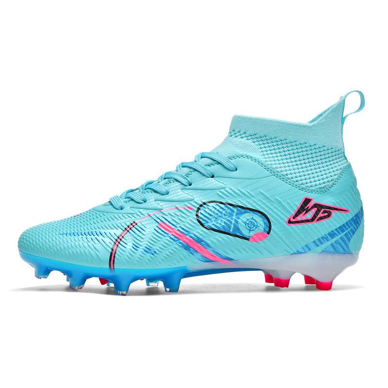High-top football shoes tf broken nails artificial turf AG nails leather feet boys and girls children and adolescents students training shoes