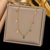 Punk Clavicle Small Multicolor Zircon Pendant Female Gold Color Stainless Steel Choker Necklace Chain for Women Jewelry Gift