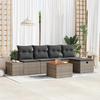 Garden Sofa Set with Cushions and Storage 6 Pcs Grey Poly Rattan