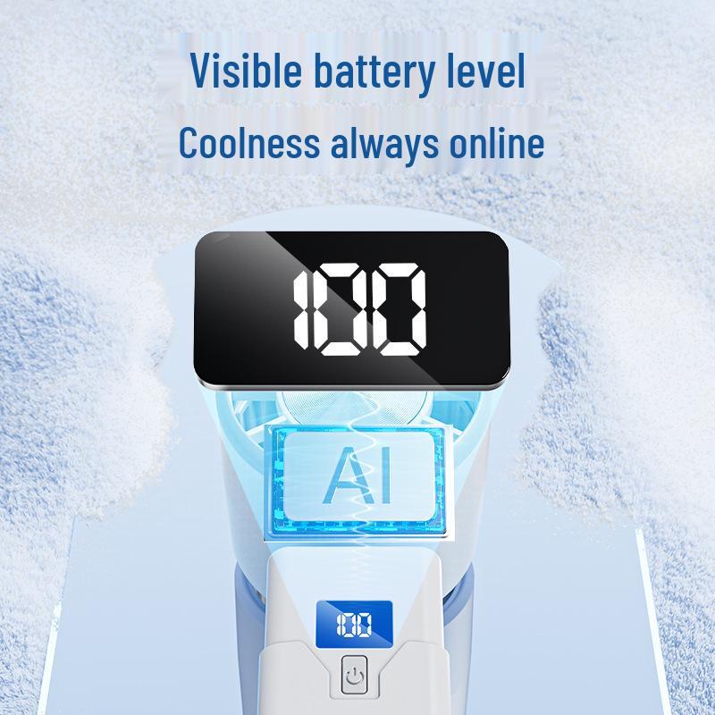 Portable High-Speed Handheld & Desktop USB Charging Fan with Digital Display and Long Battery Life