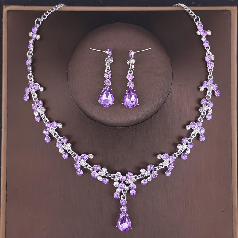 Elegant Bridal Jewelry Set: Clavicle Necklace & Earrings for Wedding or Party