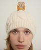 FUNFROMFUN Cable Knit Beret, Cream