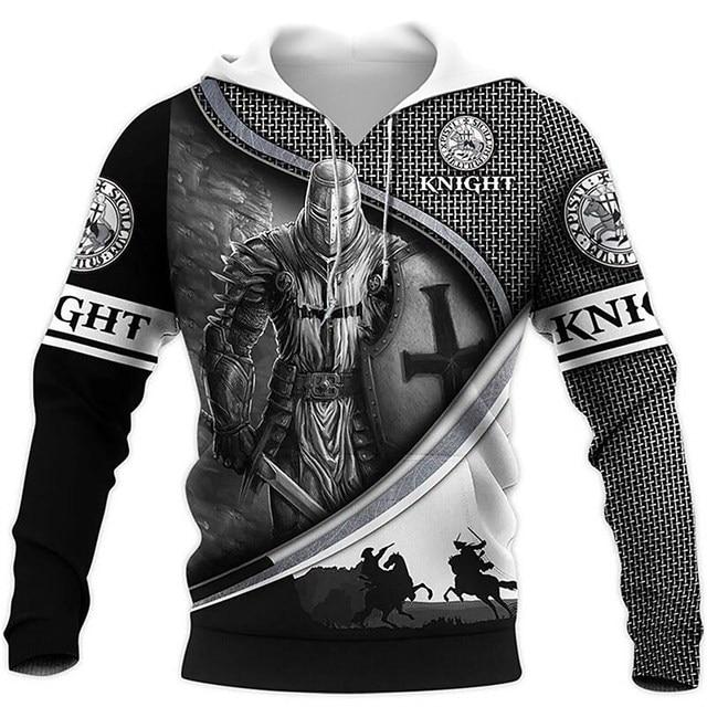 Vzor Vikings Podzim Pánské mikiny s kapucí Viking Mythology Potisk Unisex Pulovr Street Punk Bundy pro volný čas Kabát