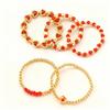 Red Crystal Heart Beaded Bracelet Set for Women 5 PCS Handmade Multiple Layers Elasticity Stacking Bracelet Girl Wrist Jewelry