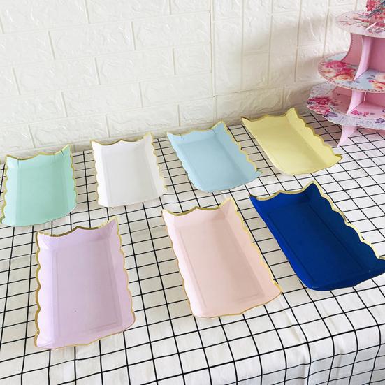 4Pcs/Set Disposable Fruit Plate Multifunctional Large Capacity Colorful Rectangular Disposable Tableware Plate for Picnic