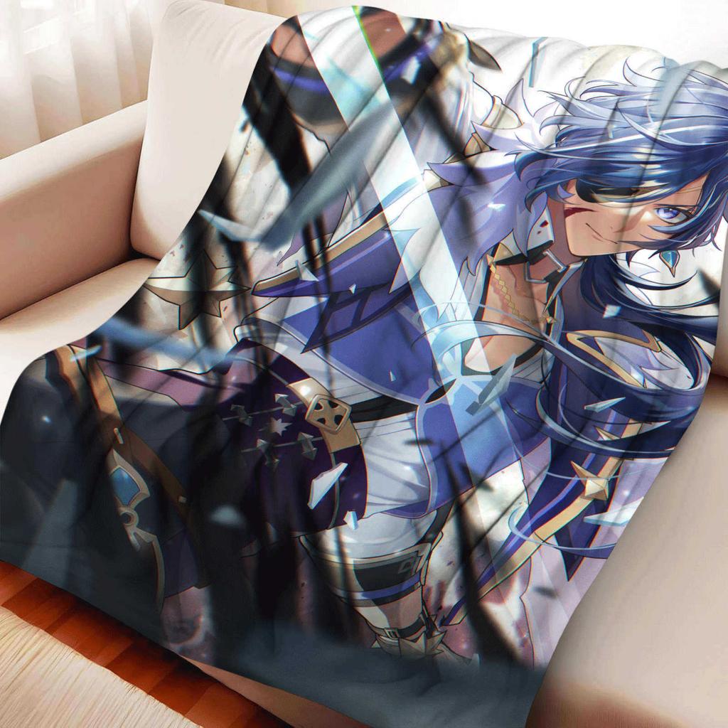 Cartoon Gesnhin Impact Kaeya Alberich Flannel Blanket Cover Warmth Soft Anime Blanket Multifunctional Decor Universal Blankets