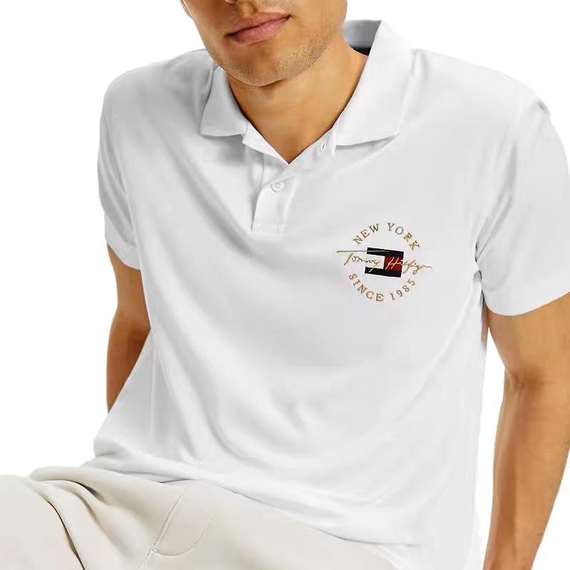 Tommy Hilfiger Logo Harf Baskılı Polo Yaka Tişört Erkek üst 78J6833-100