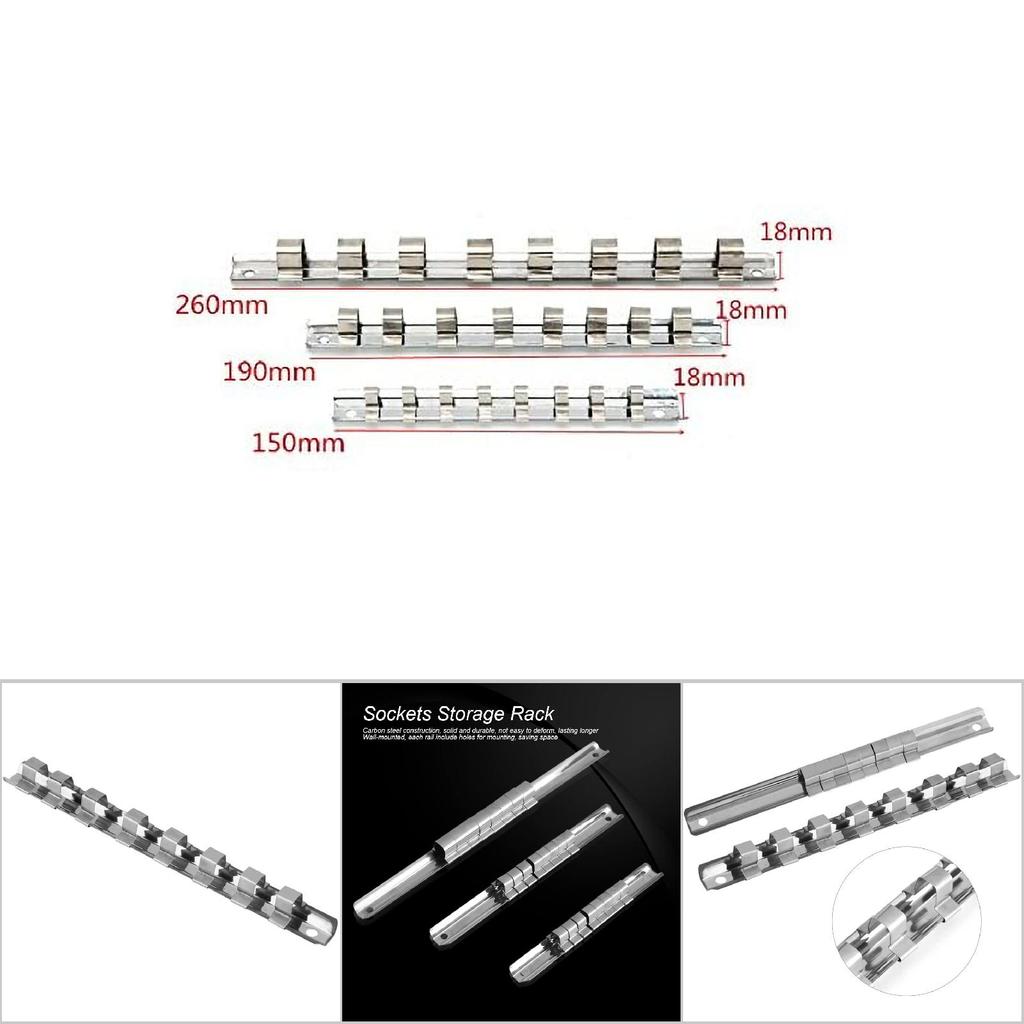 Carbon Steel 8 Socket Rack Storage Divider Rail Tray Holder Shelf Stand Tool Organizer (1/4")
