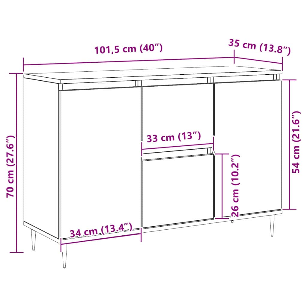 Artisan Oak Sideboard 101.5 x 35 x 70 cm Particleboard
