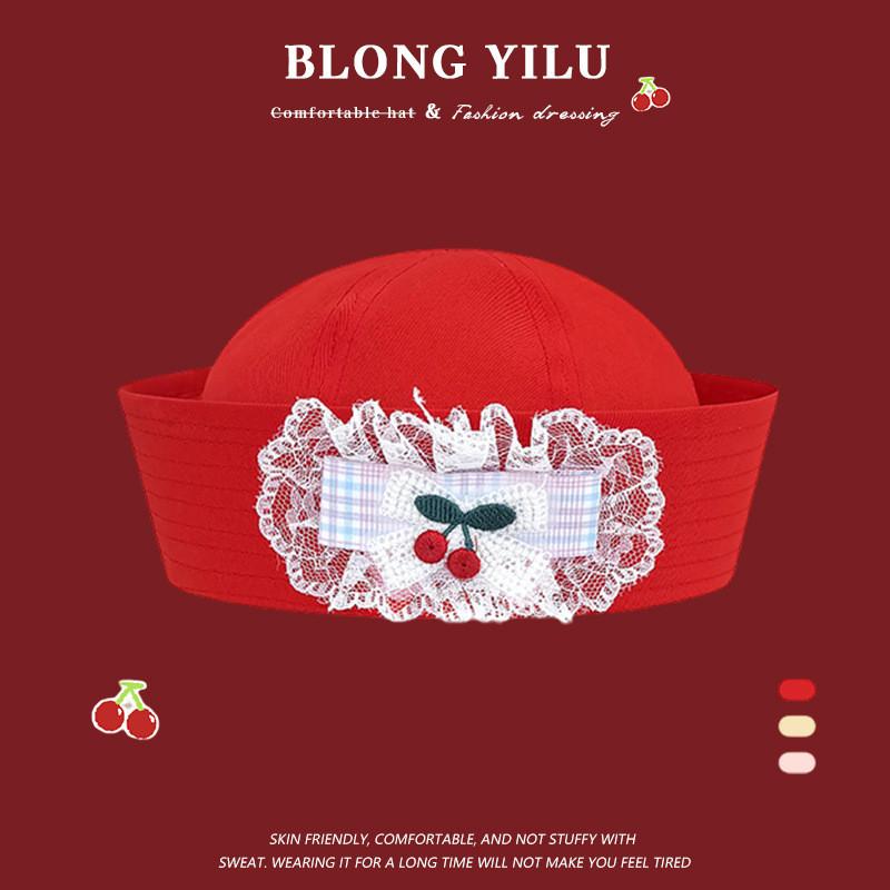 Sailor Hat With Bow Mesh Breathable Cotton For Summer And Spring Wear