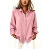 Women S Spring Summer Lapel Loose Long Sleeve Cotton Linen Shirt Casual Blouse