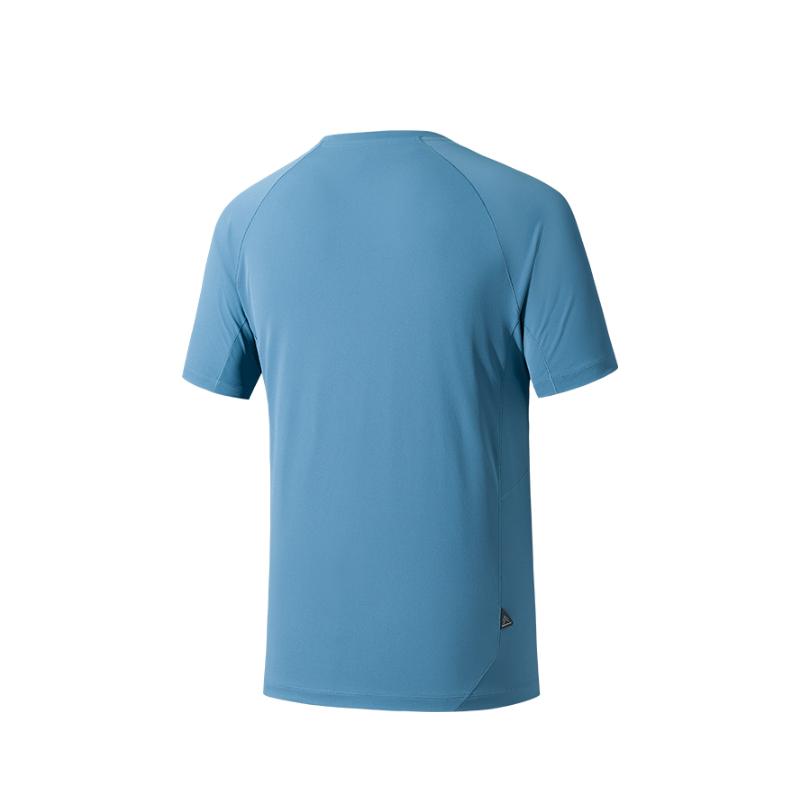 Anta Comfortable Casual Simple Round Neck Breathable Short Sleeve T-Shirt Men Tops Parrot-Blue 152520119-2