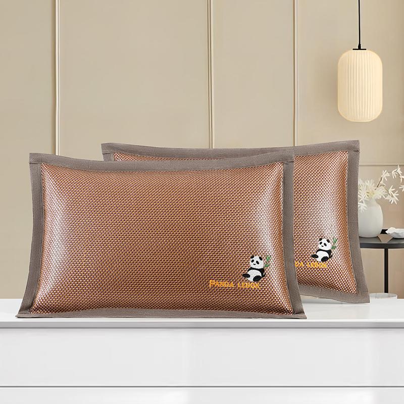 Summer Cool Rattan Pillow Mat & Pillowcase Set - Ice Silk Bamboo, Pair for Adults