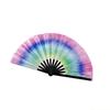 QX2E Light Sensitive Foldable Bamboos Hand Fan for Concerts Raves and Costume Parties