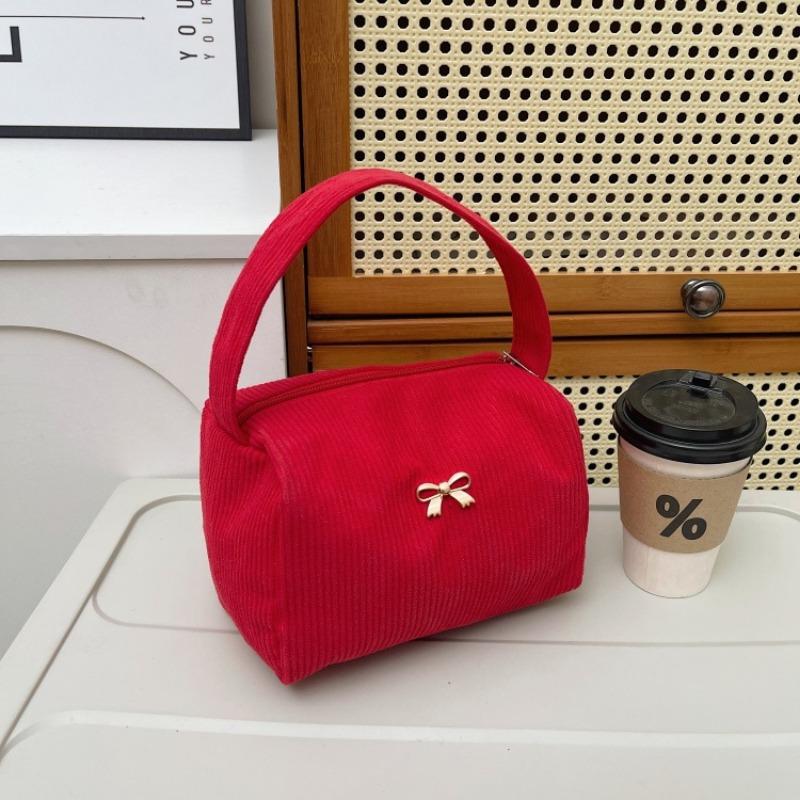 Casual solid color handbag New corduroy large-capacity pillow bag Strip fleece design single shoulder oblique span bag