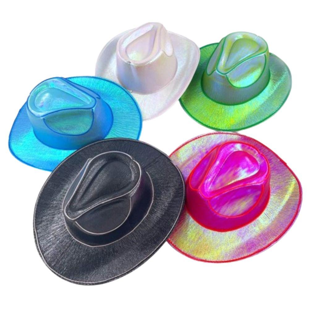 Pearlescent LED Luminous Cowboy Hat Colorful Western Cowboy Hat Neon Halloween Hats  Bachelor Party