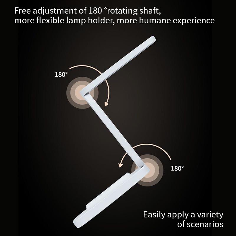 Lampă de birou LED pliabilă, 3 niveluri reglabile, lumină de noapte tactilă, reîncărcabilă USB, protecție ochi, lampă de masă pentru dormitor, noptieră, birou