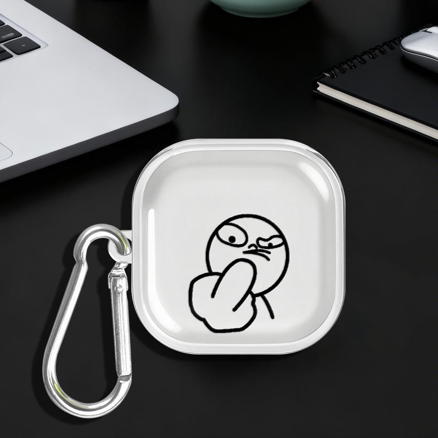 Case For Samsung Galaxy Buds 2Pro 3 FE Live 3Pro 4Pro 4 Pro 2 Clear Earphone Cases Cover With Hook Cartoon Cool Stickman
