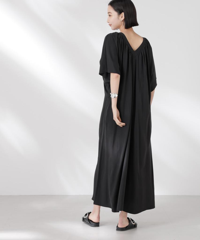 Nano Universe Front and Back Volume Gathered F Women's Two-Way Dress, 011, Sumikuro, 673-5119333