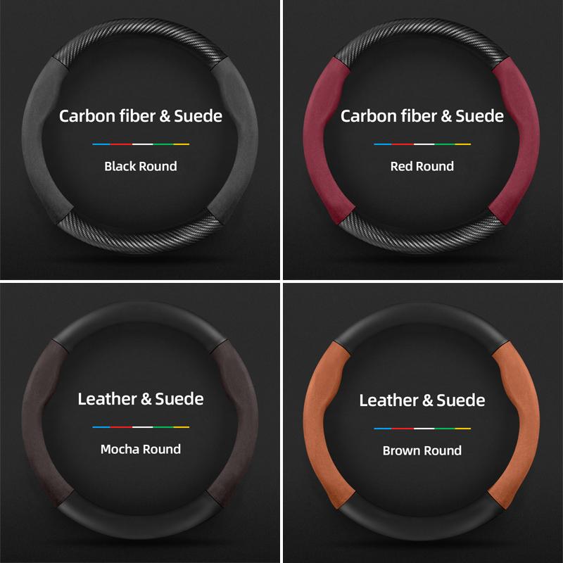 Suitable for Mercedes-Benz Suede Matte Carbon Fiber Texture Steering Wheel Cover Suitable for E Class S C a Glc Suv Eqc Gle Gla Eqe Amg Eq E63 Maybach