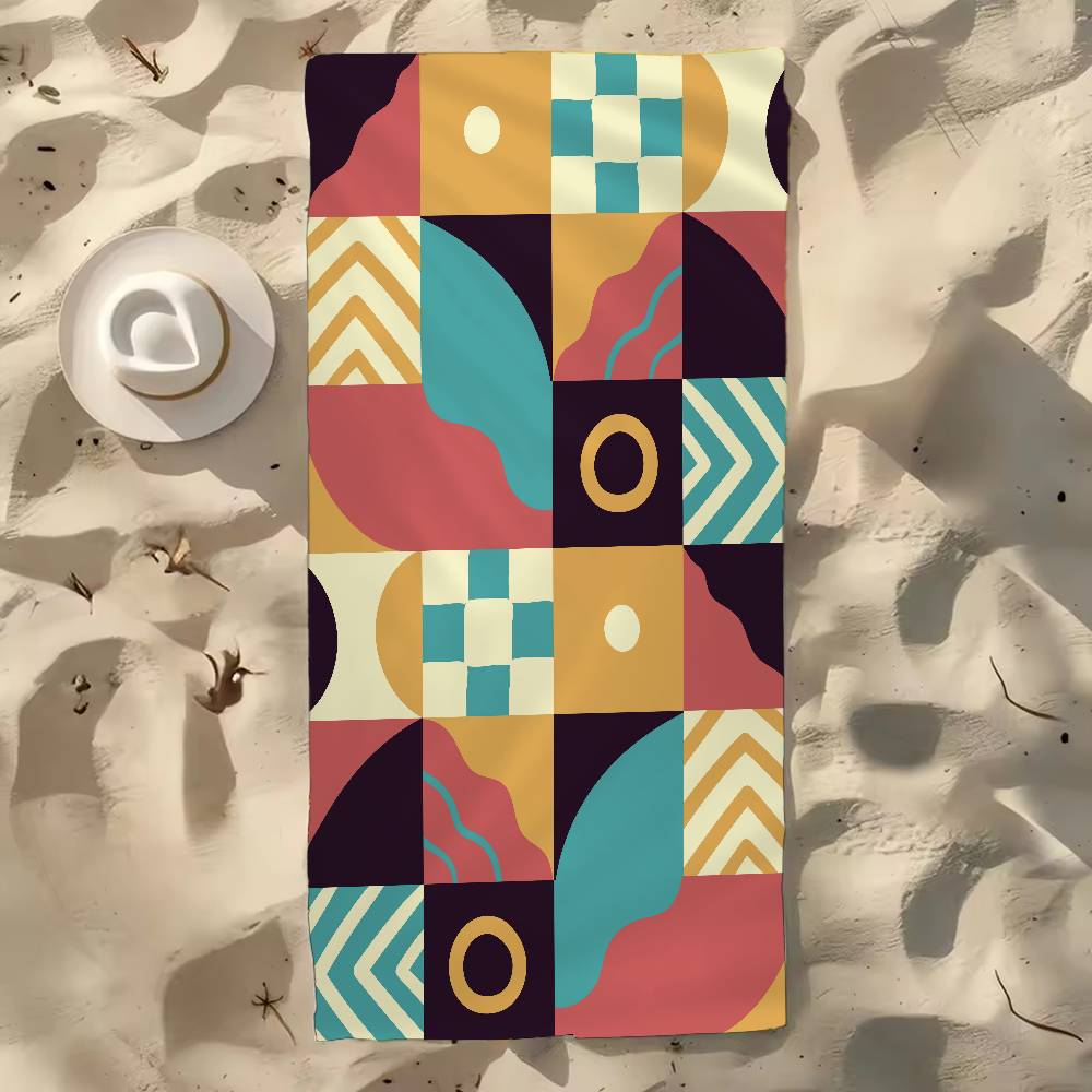 Geometric Pattern Print Microfiber Beach Towel Absorbent Quick Dry Soft Yoga Swimming Resort Mountain Climbing Towel