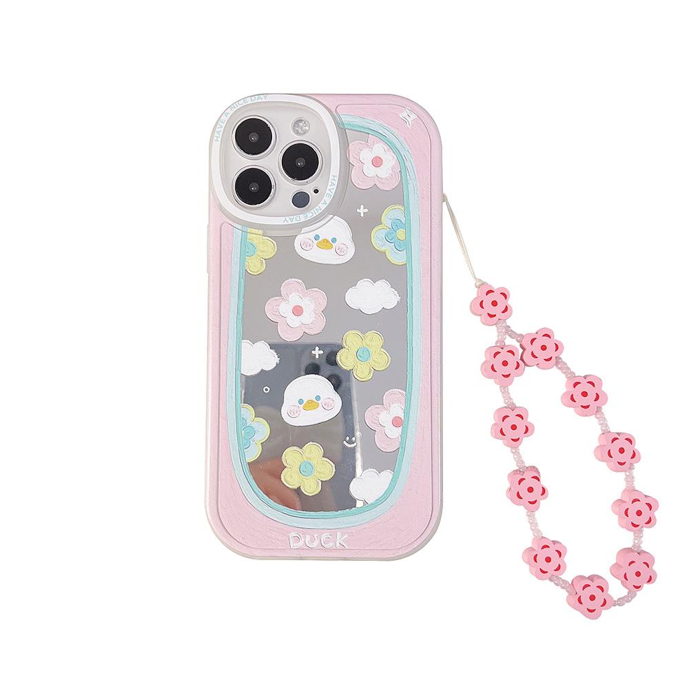 Oil Painting Duck 15 Suitable for Iphone16 IPhone Case 11 Mirror X with Lanyard 8p Makeup Mirror 14pro Max