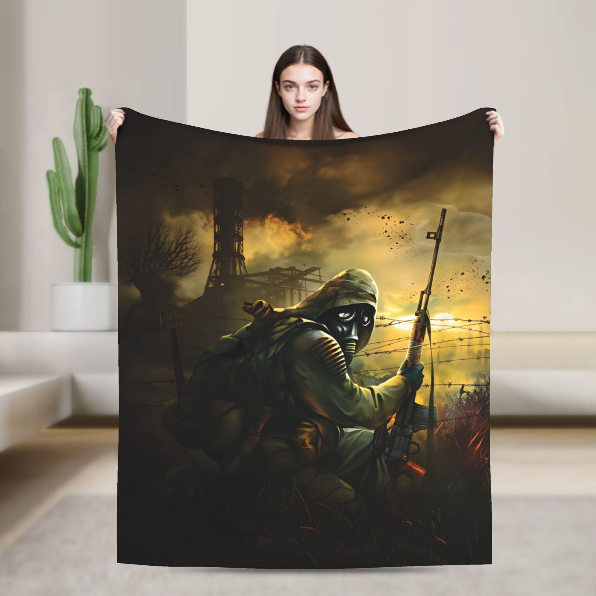 Игровой плед Stalker Мягкий теплый плед Дорожный офисный плюшевый плед Графический плед для дивана кресла Фланелевое покрывало Покрывало для дивана-кровати 130x150cm