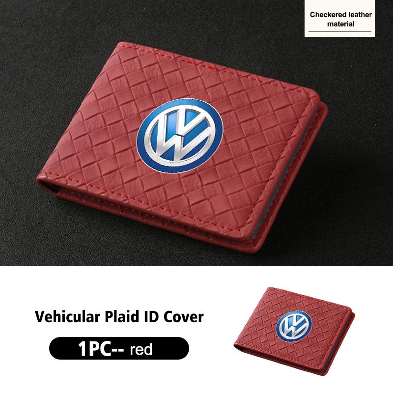 VFHJQ1 Suede Car ID Cover Vehicular Plaid Card Protector Wallet For Volkswagen VW Golf 4 5 6 7 Polo Jetta Sagitar Magotan Passat B5 B6