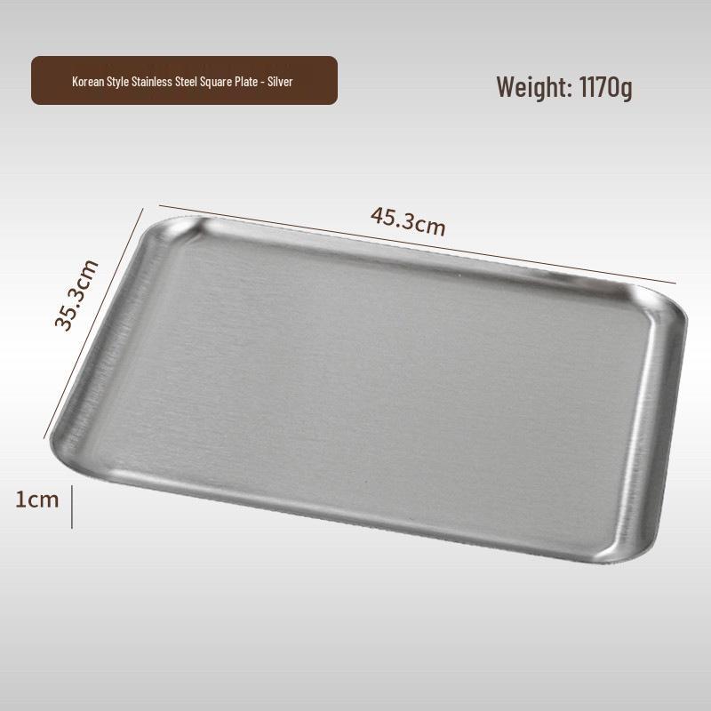 Korean Style 304 Stainless Steel Gold Rectangular Cafe Tray Dessert Plate