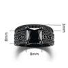 Fashion Couple Jewelry Lovers Rings Women's Black Zircon Engagement Ring Set Men's Stainless Steel Wedding Band Anniversary Gift