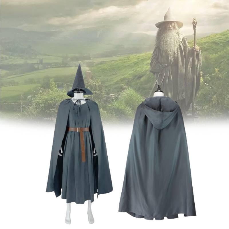 The Hobbit Gandalf Cosplay Costume With Cloak And Hat For Halloween Role Play