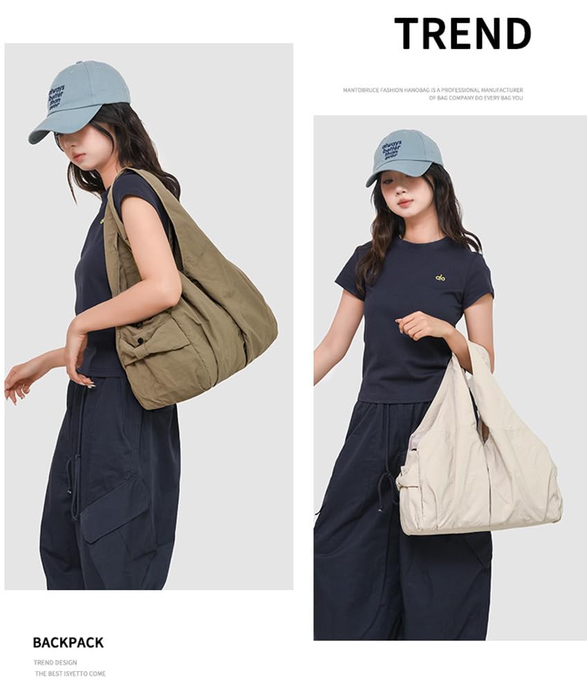 Cedar Eight Women's Multifunctional Nylon Shoulder Bag, Large Capacity, Lightweight, Perfect for Commuting, School, and More, with Side Pockets,