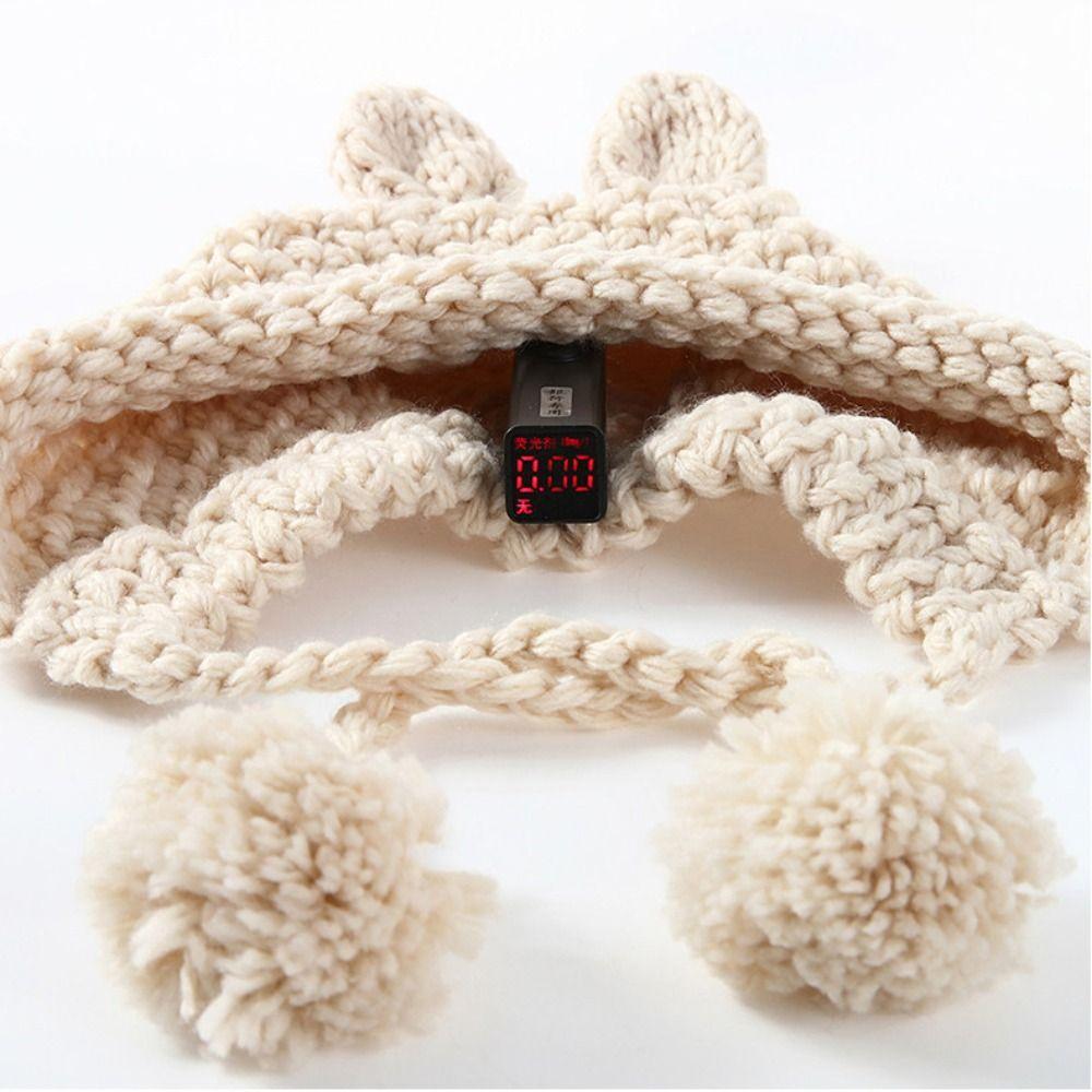 Rabbit Ear Kids Knitted Hat Solid Color Warm Winter Cap Warm Crochet Beanie Outdoor Winter