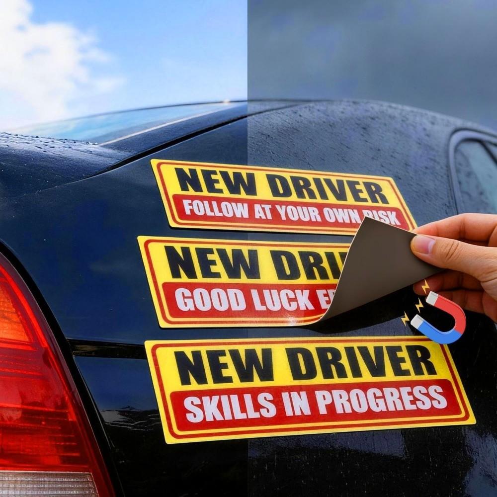 Waterproof PVC Student Driver Magnet Reusable Vehicle Safety Warning For Teen Drivers