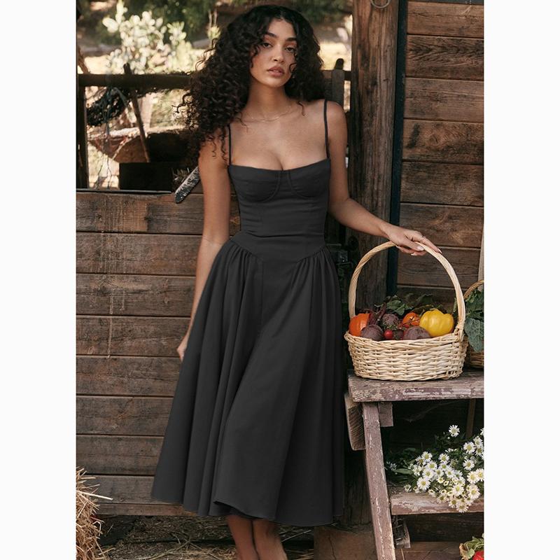 Letné sexi šaty bez chrbta Ženy Stredná dĺžka Bez ramienok s vysokým pásom Ležérne šaty Ženy Úzkeho strihu Elegantné Párty Večerné šaty Lady 24166