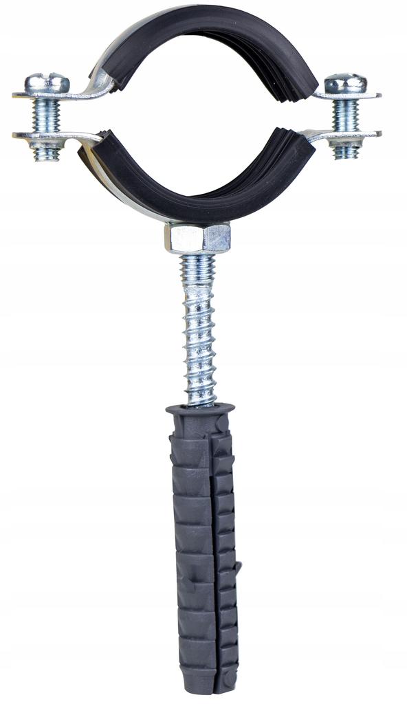 Uchwyt obejma do rur 3/4” 26-30 mm pojedynczy z gumą i kołkiem M8x80