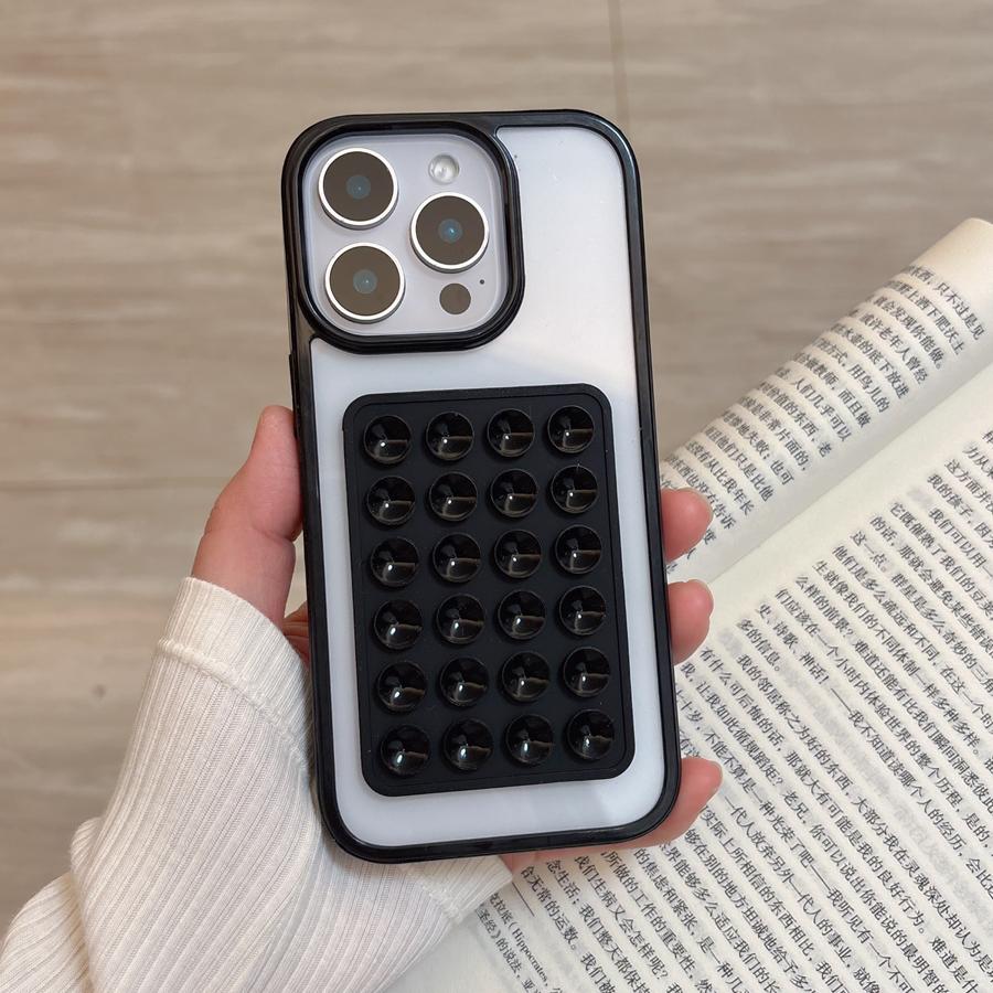 

Candy Bumper Phone Case For iPhone 17 16 E 15 14 13 12 11 Pro Max XR X XS 7 8 Plus 3D Suction Cup Airbag Clear Shockproof Cover For iPhone 16E&Acrylic чорний