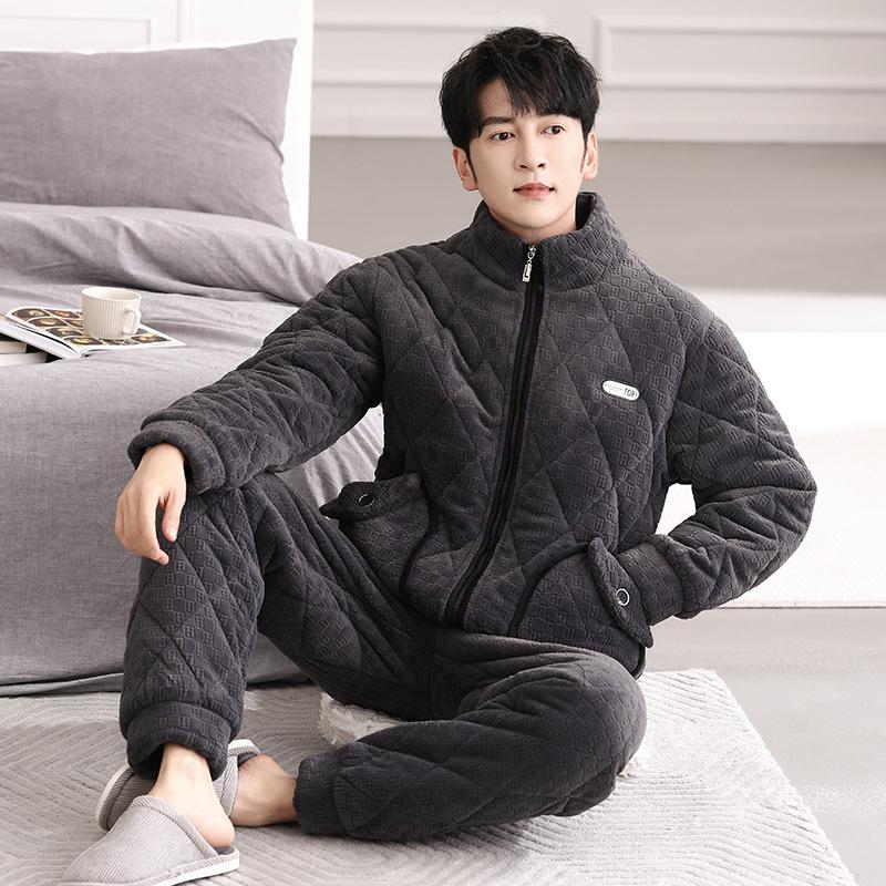 1011 new padded pajamas men`s three-layer