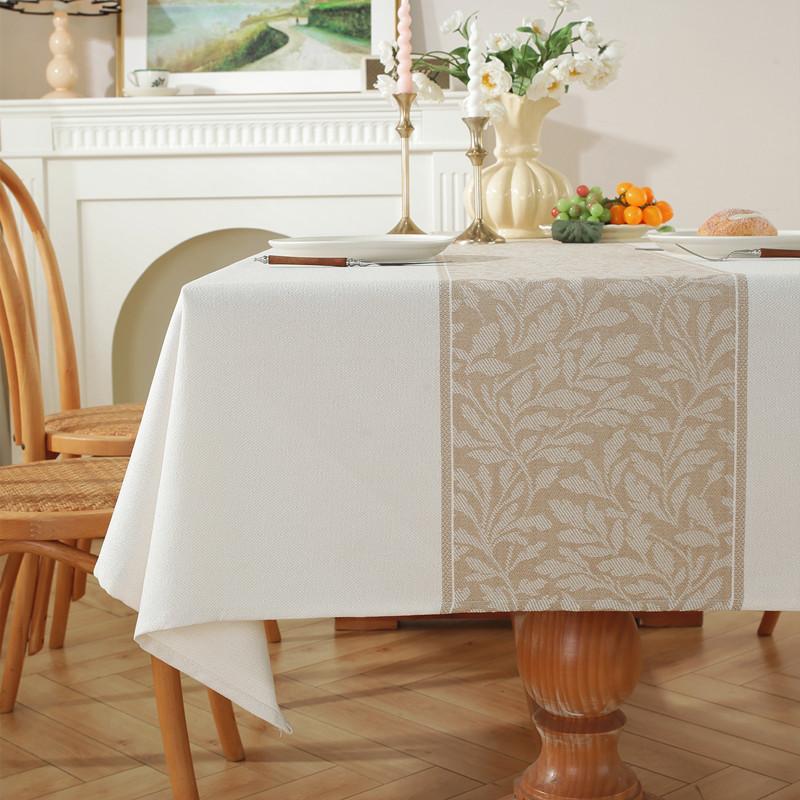 Polyester Jacquard White Coffee Retro Rhombus Geometric Rectangular Dining Table Cloth Tablecloth Coffee Table Cover Towel