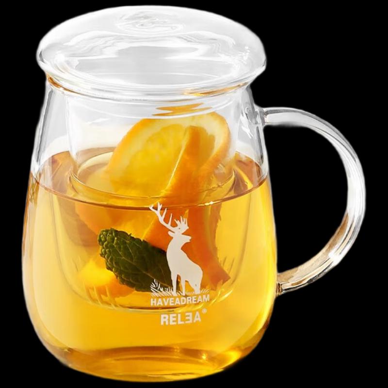 RELEA Elk Design Tea Infuser Glass Mug