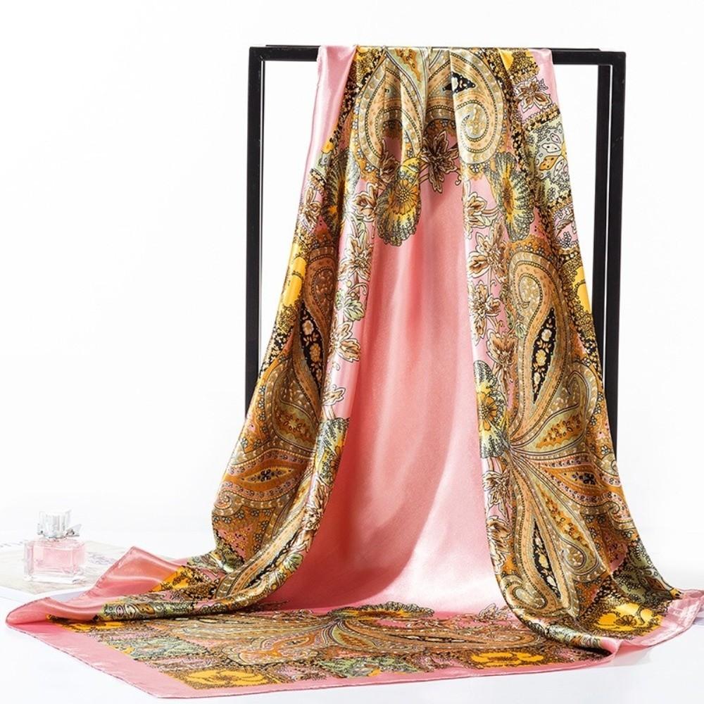 Colorful Square Silk Scarf Soft Hair Bandana Luxury Satin Scarf Hijab Daily