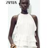 Zaprha 2025 Summer New Fashion French Style Laminated Decorative Neck Collar Sleeveless Short Jacket 2298080