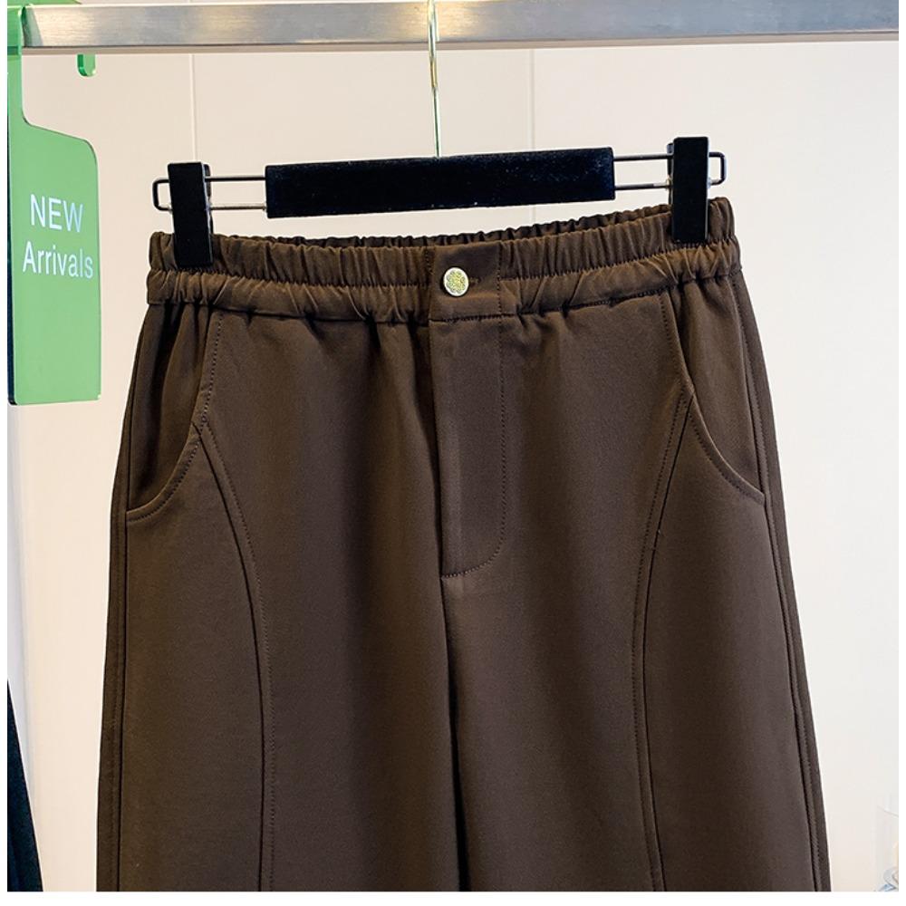 DIMANAF 2025 Autumn Winter Women Plus Size Pants Casual Lady Long Pants Thick Flocking Oversized Loose Bottoms