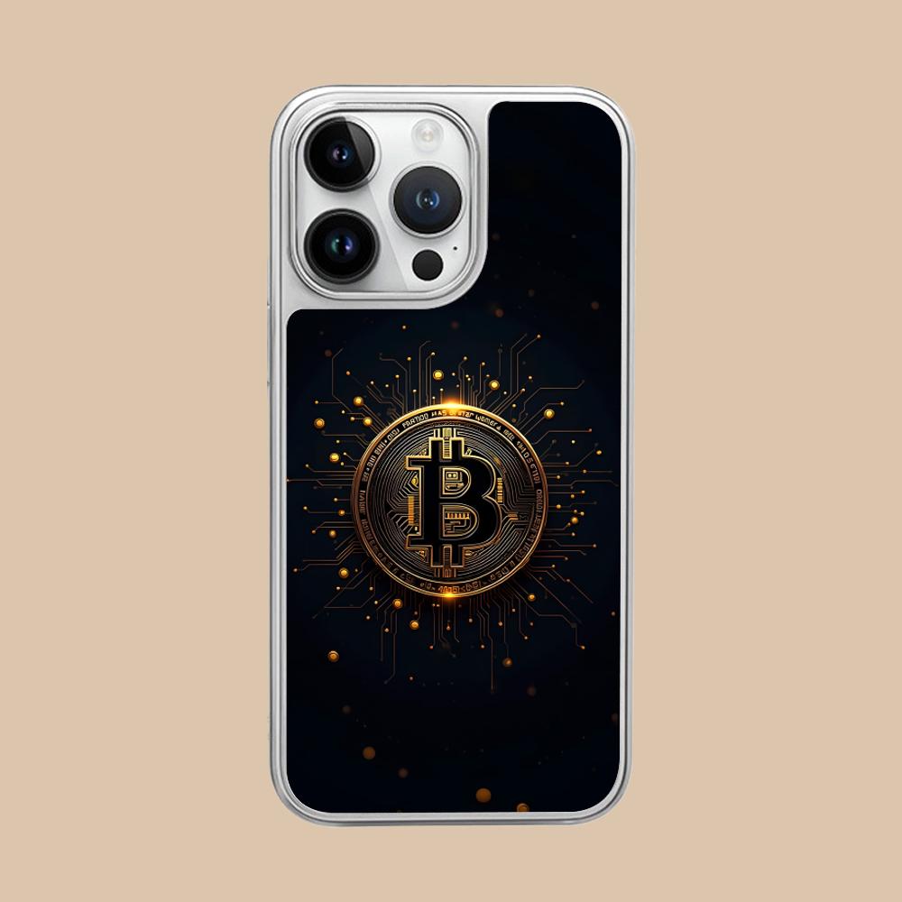 

Bitcion Pattern Phone Case for iPhone 17 16 15 14 13 12 11 Air Pro Max Plus Electroplated Silver Cover iPhone 11