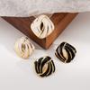 New Fashion Enamel Stainless Steel Earrings French Retro Minimalist Geometric Personality Stud Earrings Women