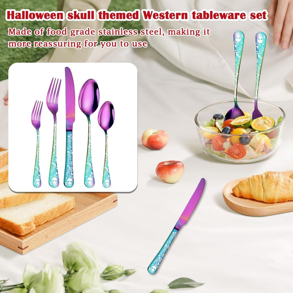 Halloween Theme Western Cutlery Set – Carved Knife Fork Spoon Combo For Party, Home Or Restaurant Table Decoration