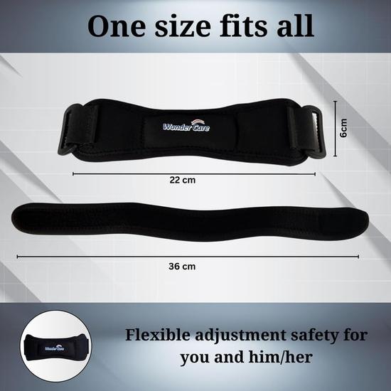 Wonder Care Neoprene Adjustable Patella Knee Support with Silicon Insert for Knee Pain,Patellar Tendon Strap Men & Women Free Size (1,Black)