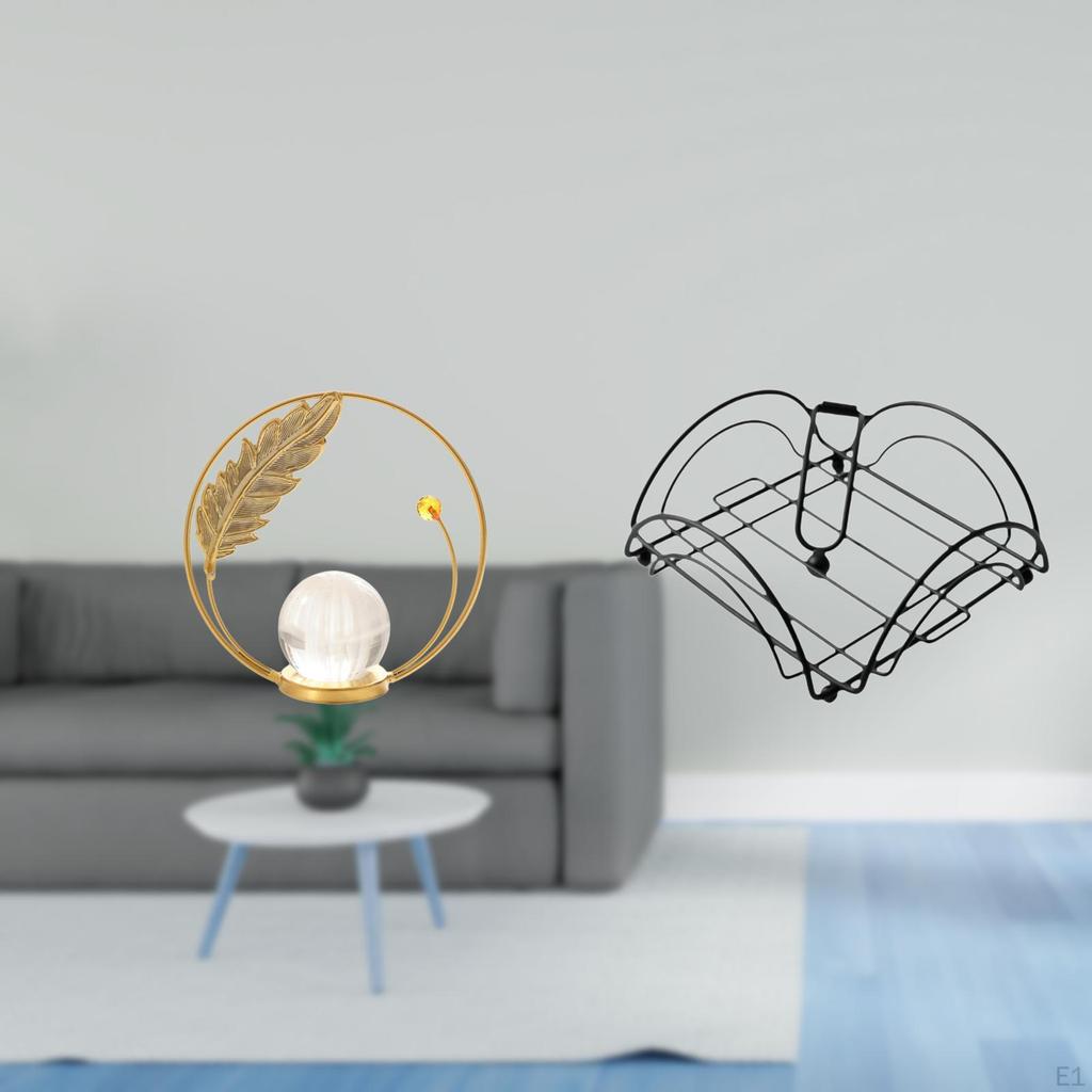 Crystal Ball Metal Figurine Desk Ornament Stand for Hallway Fireplace Bedroom Living Room Office