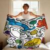 1Pc Colorful Cartoon Animal Printed Flannel Blanket, Multiple Sizes For Casual Comfort, Machine Washable Cover Blanket