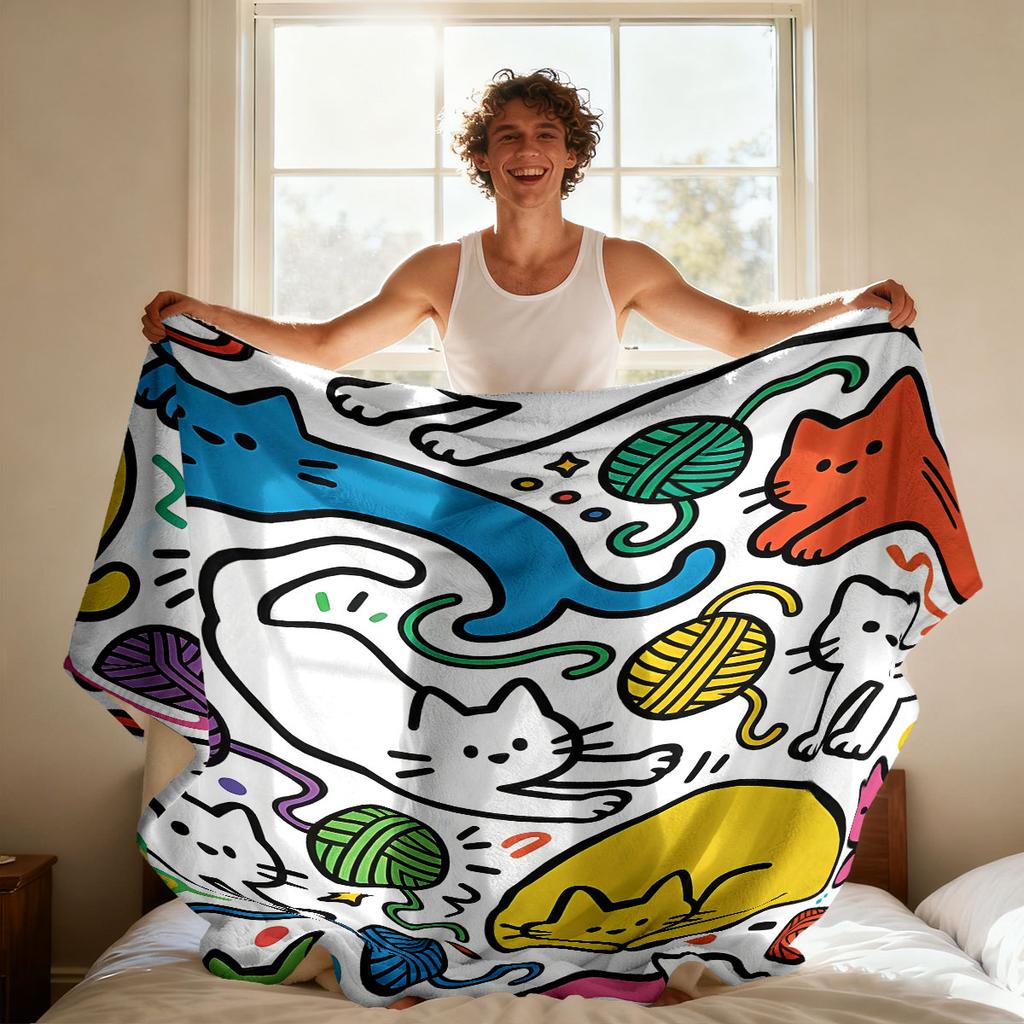 1Pc Colorful Cartoon Animal Printed Flannel Blanket, Multiple Sizes For Casual Comfort, Machine Washable Cover Blanket